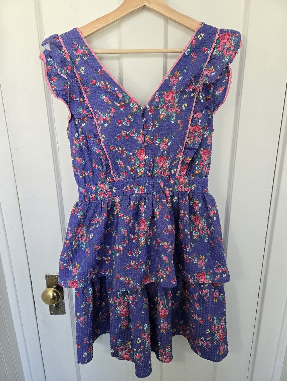 Betsy Johnson Women's Ruffle Garden Party Mini Dress Size S Pink Coquette